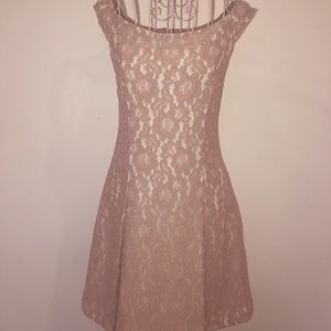 Pink lace cocktail dress